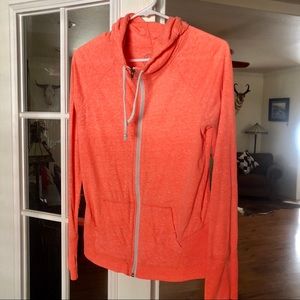 Neon Coral Hoodie Lightweight L